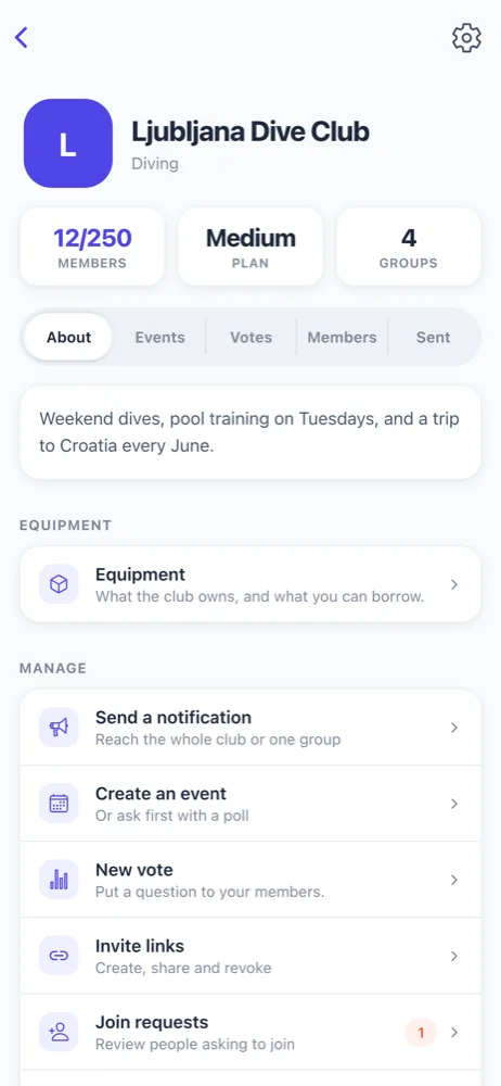 Clubs tab