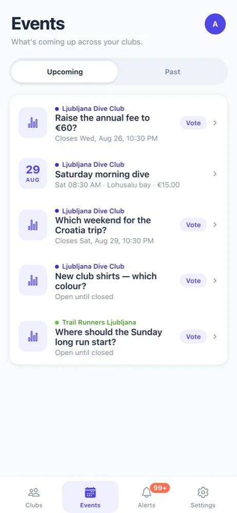 Events tab